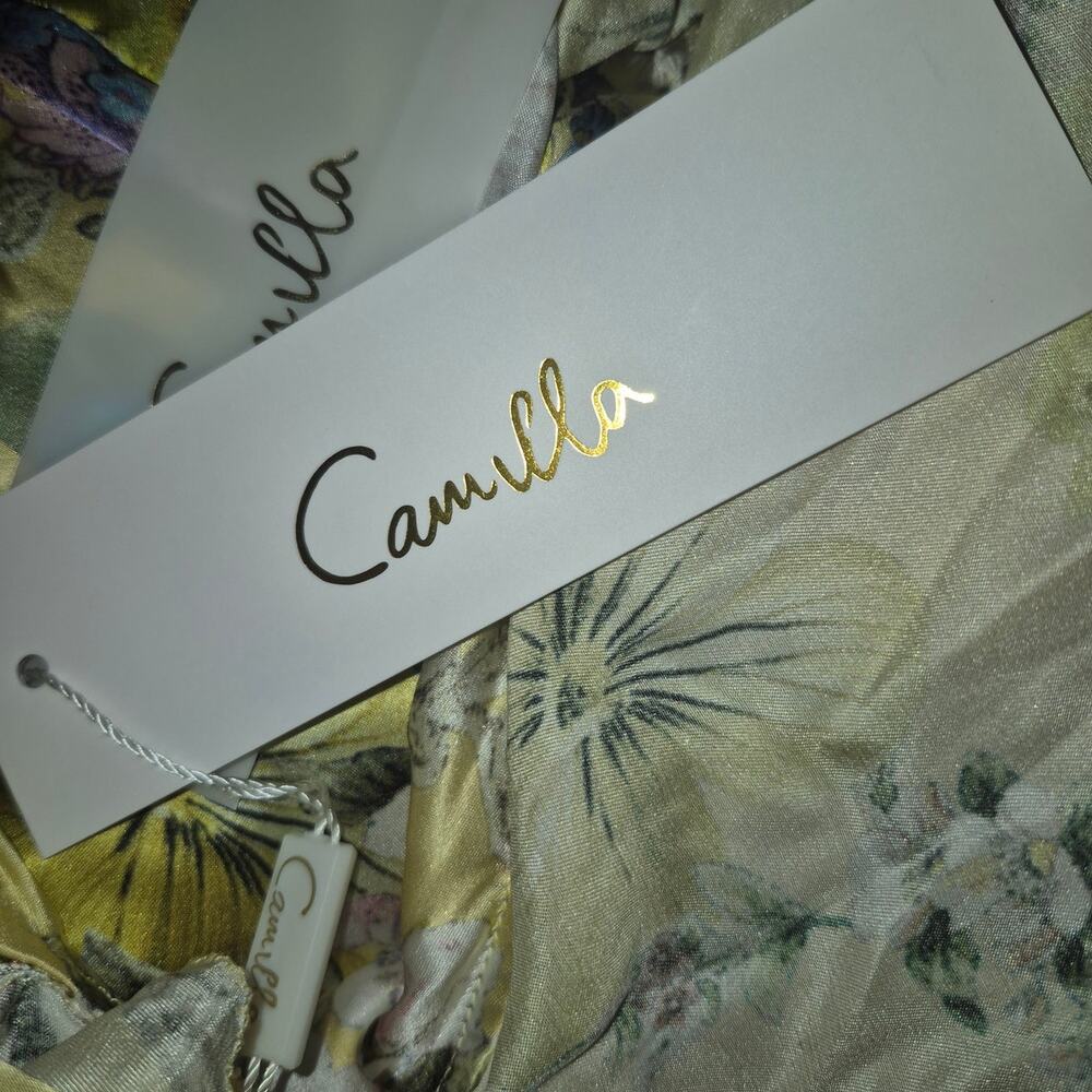 Camilla Embellished floral ruffled silk satin maxi dress NWT - Picture 7 of 9